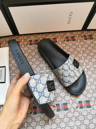 Gucci Slide GG Monogram Canvas Black Slippers 8