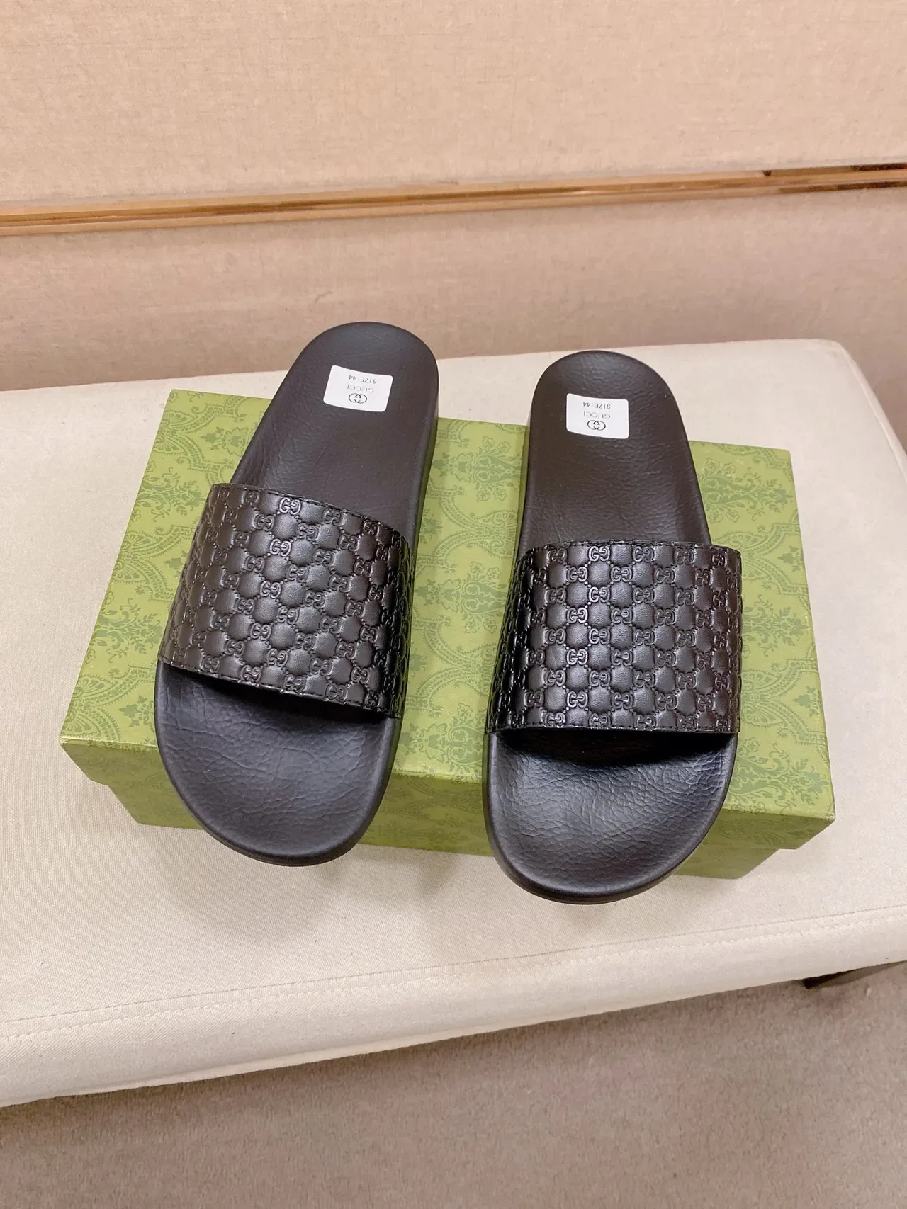 Gucci Slide GG Monogram Quilted Strap Slippers 6