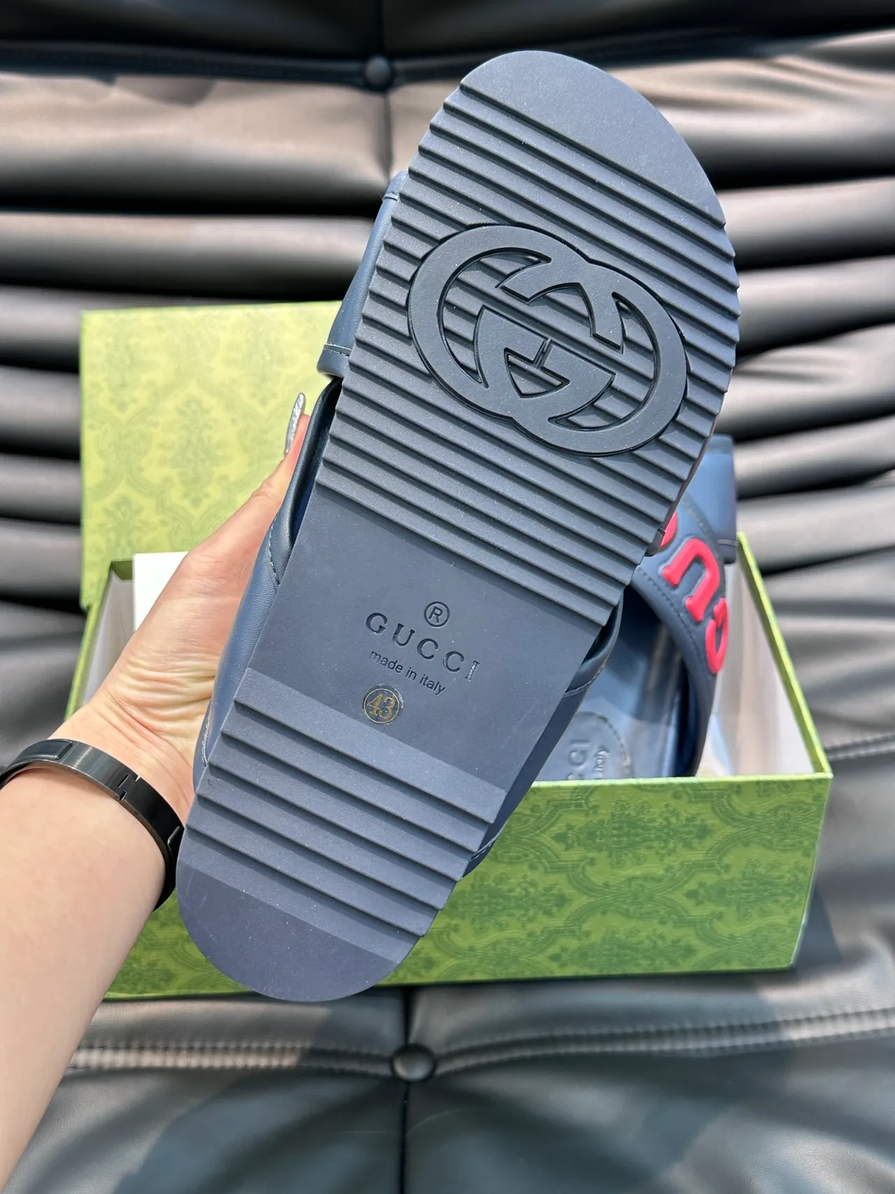Gucci Slide Wide Strap Logo Slippers 2