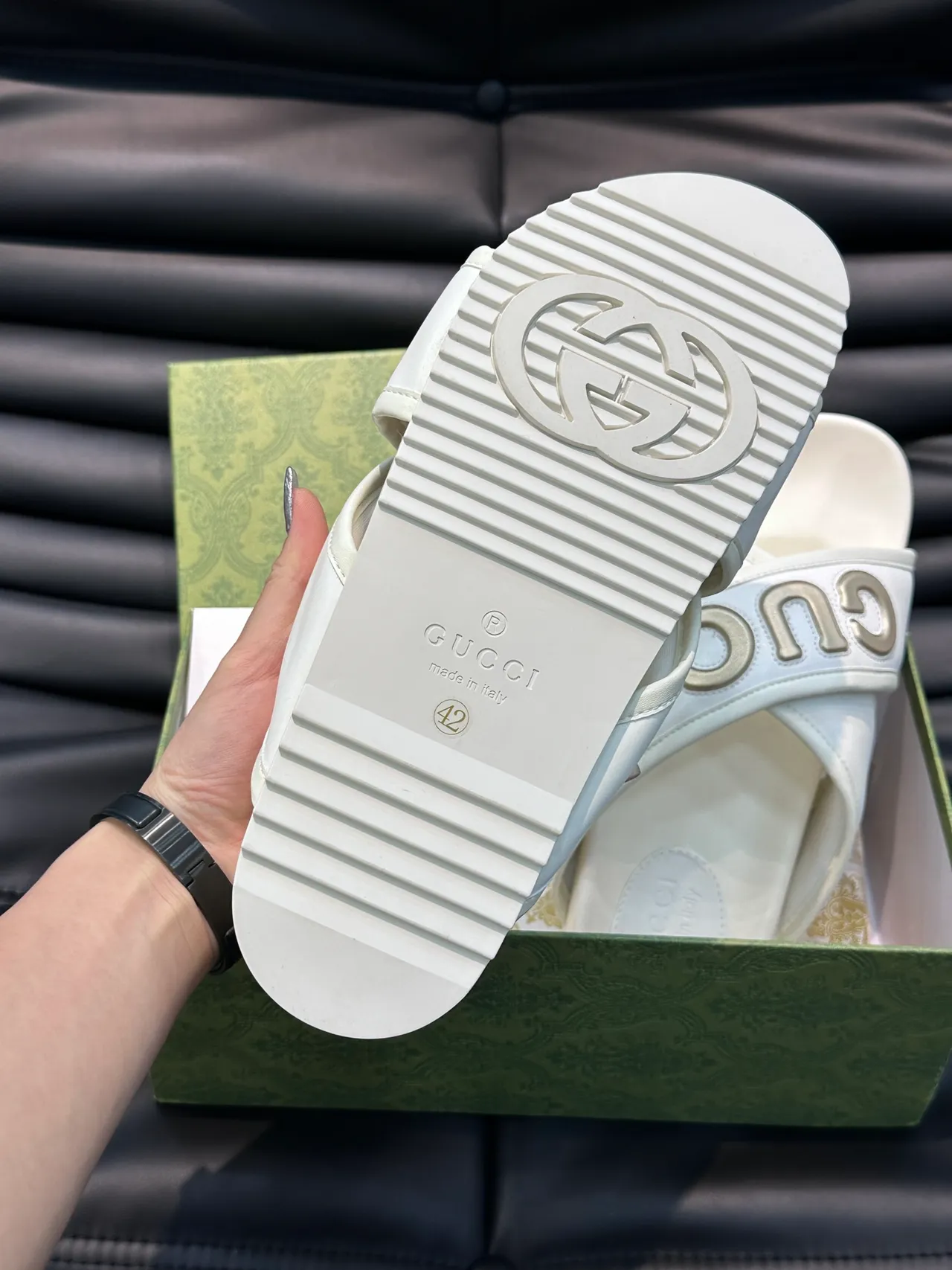 Gucci Slide Wide Strap Logo Slippers 5