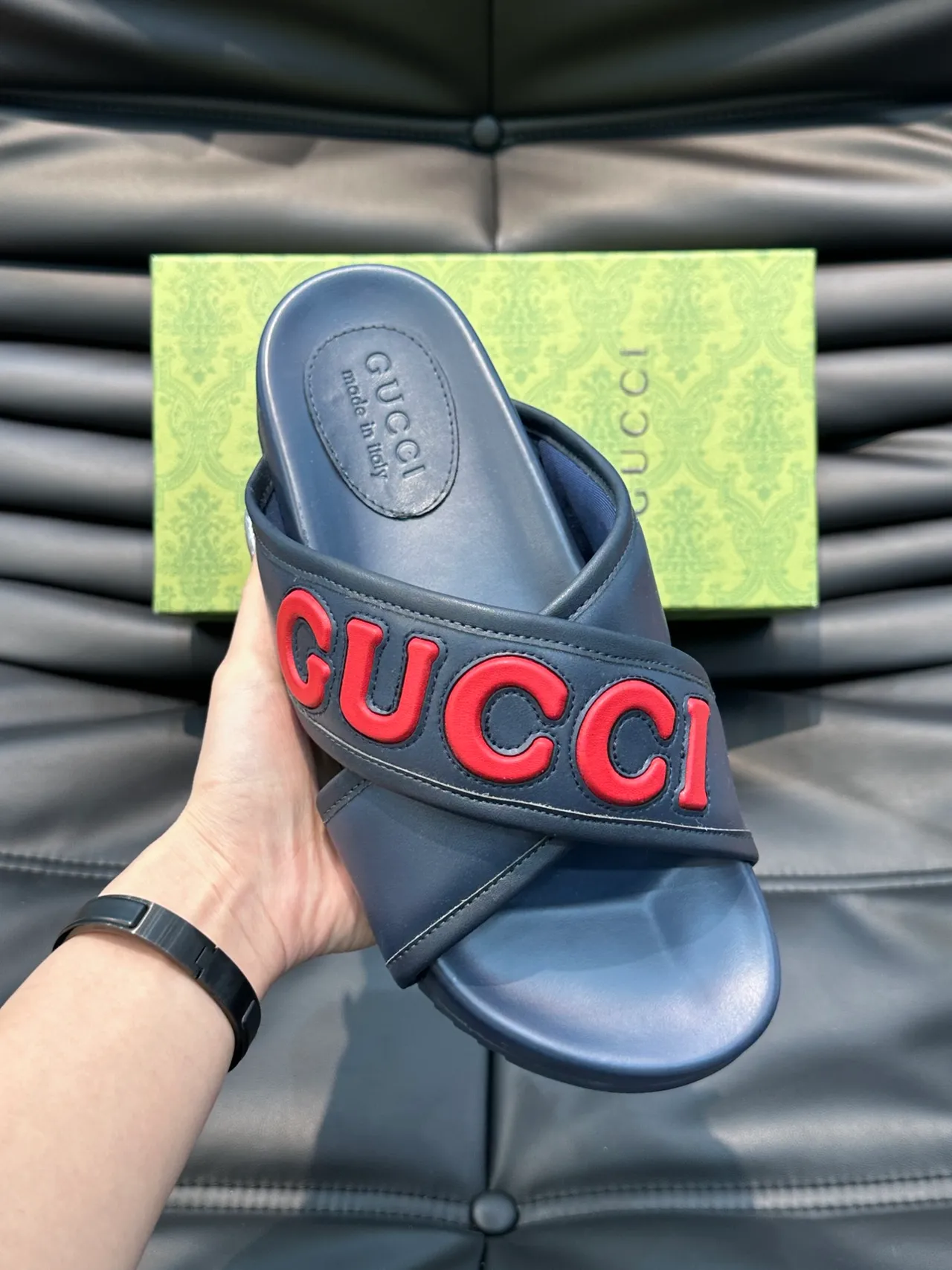Gucci Slide Wide Strap Logo Slippers 6