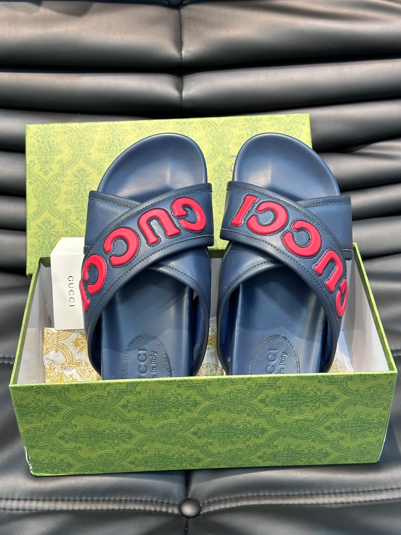 Gucci Slide Wide Strap Logo Slippers 10