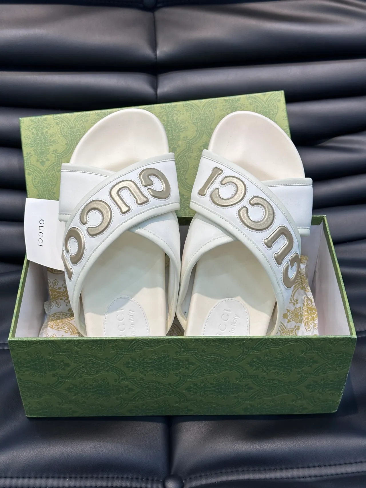 Gucci Slide Wide Strap Logo Slippers 13