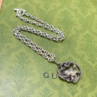 Gucci Snake-Wrapped Sculptural Pendant Necklace