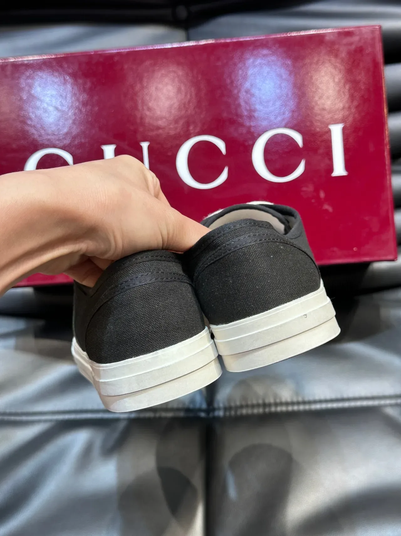 Gucci Tennis 1977 Black Red Canvas Upper Web Stripe Detail Lifestyle Sneakers 5