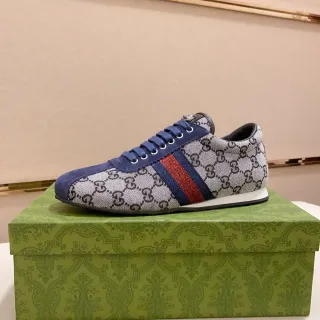 Gucci Tennis 1977 Gray Navy Red Monogram Lifestyle Sneakers