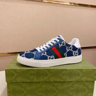 Gucci Tennis 1977 Navy GG Monogram Web Stripe Lifestyle Sneakers