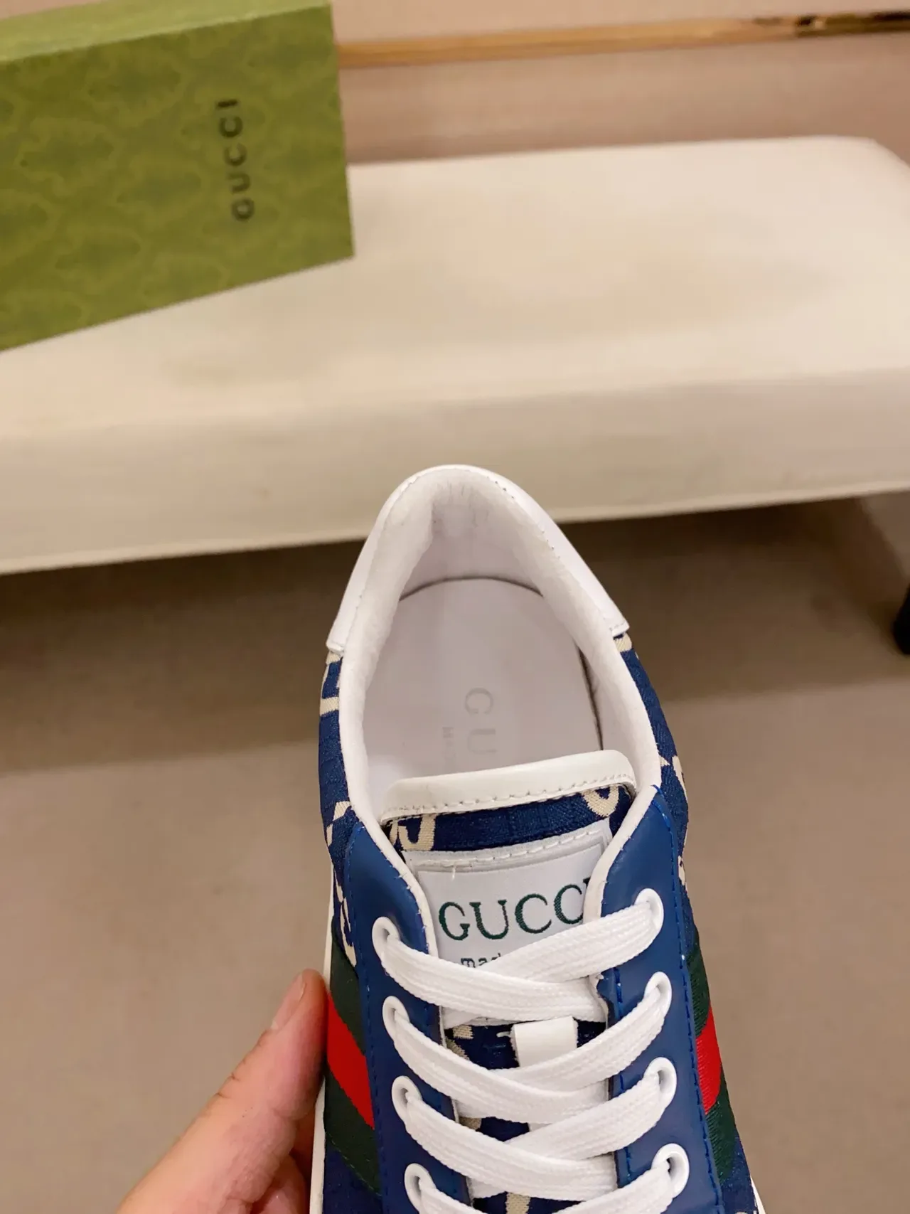Gucci Tennis 1977 Navy GG Monogram Web Stripe Lifestyle Sneakers 4
