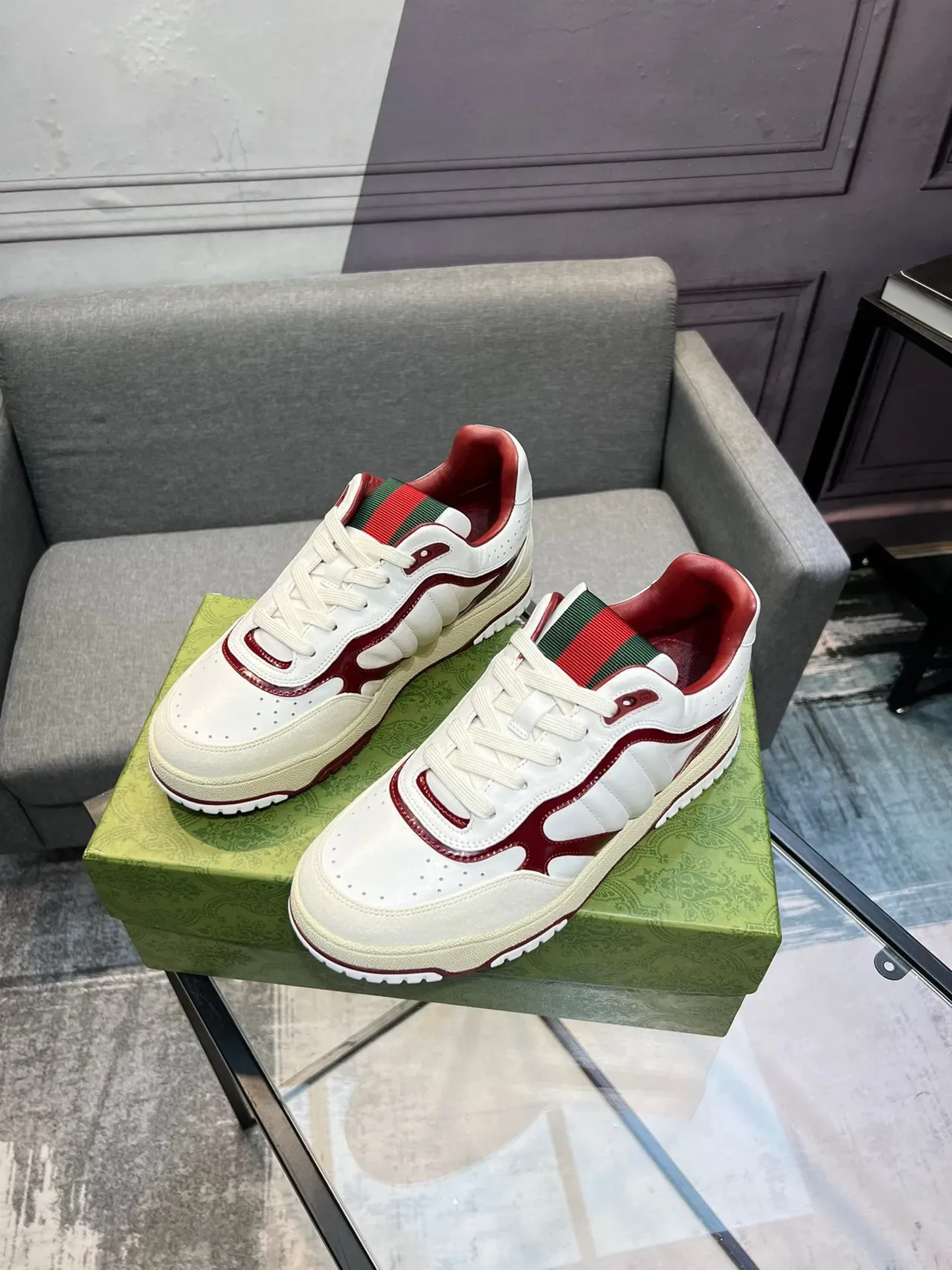 Gucci Tennis 1977 White and Red Web Stripe Lifestyle Sneakers 2