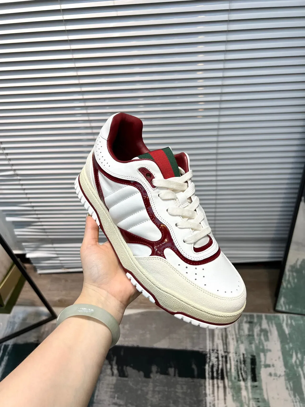 Gucci Tennis 1977 White and Red Web Stripe Lifestyle Sneakers 7
