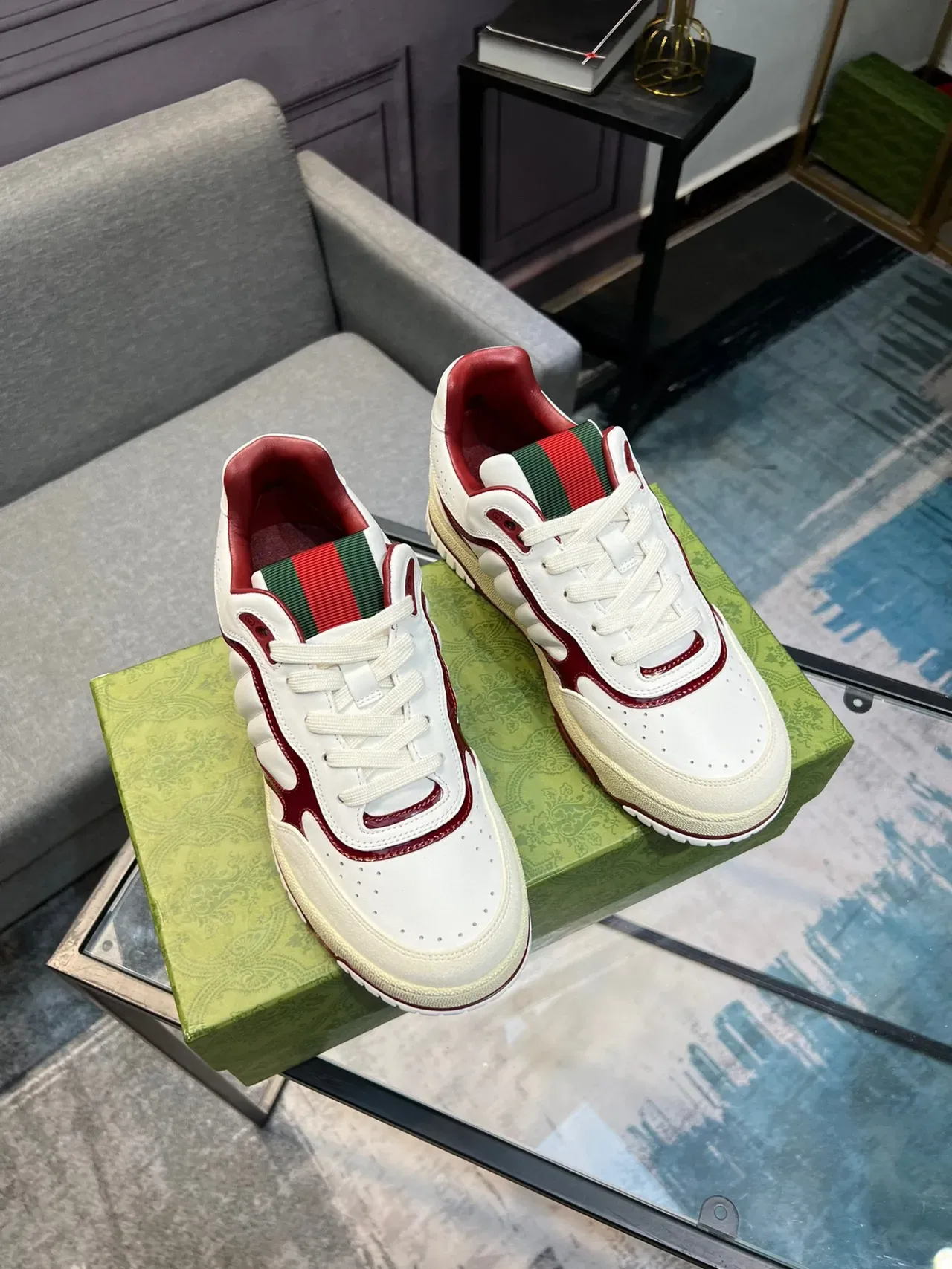 Gucci Tennis 1977 White and Red Web Stripe Lifestyle Sneakers 8