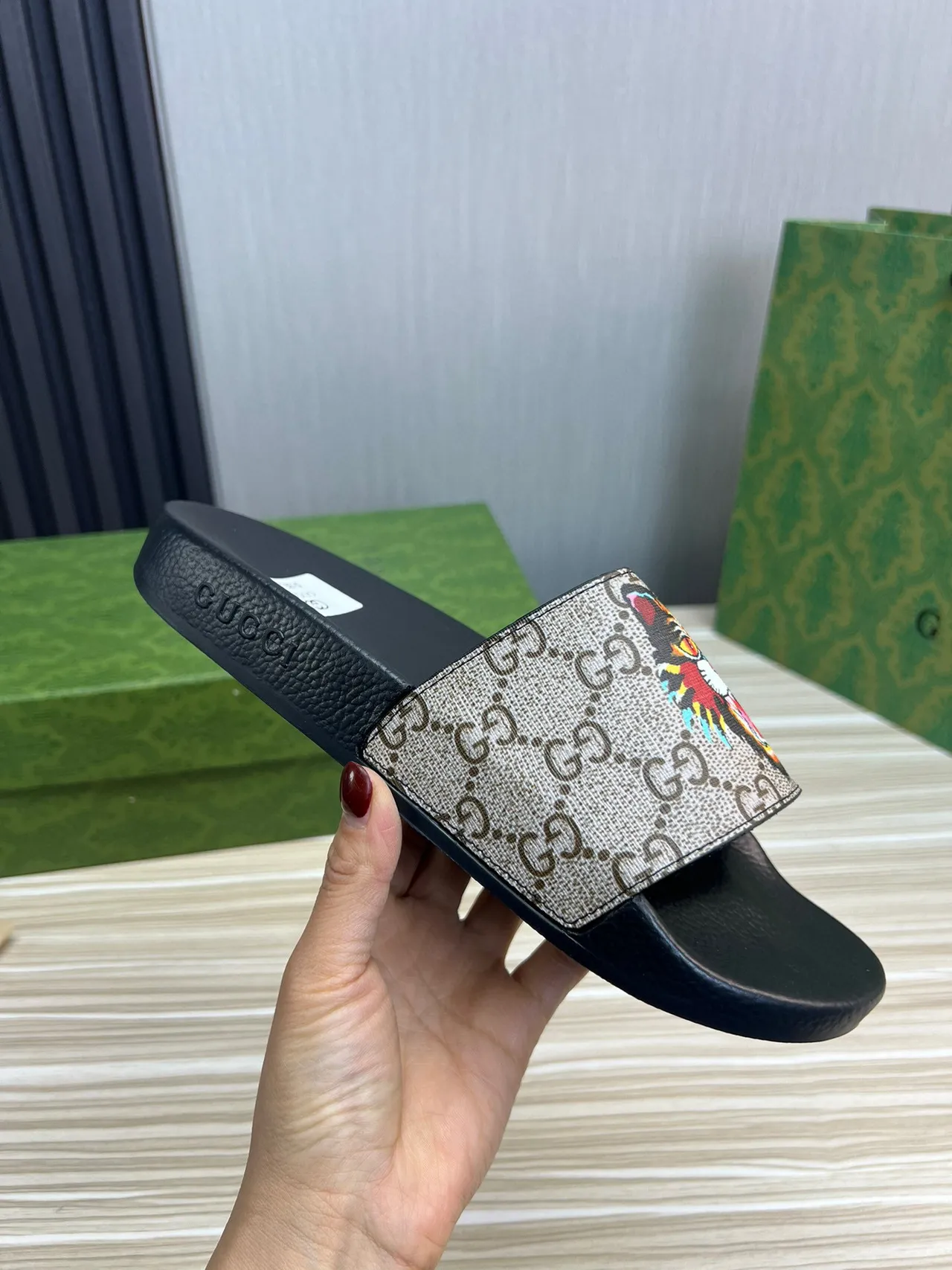 Gucci Tiger GG Canvas Slide Slipper 4