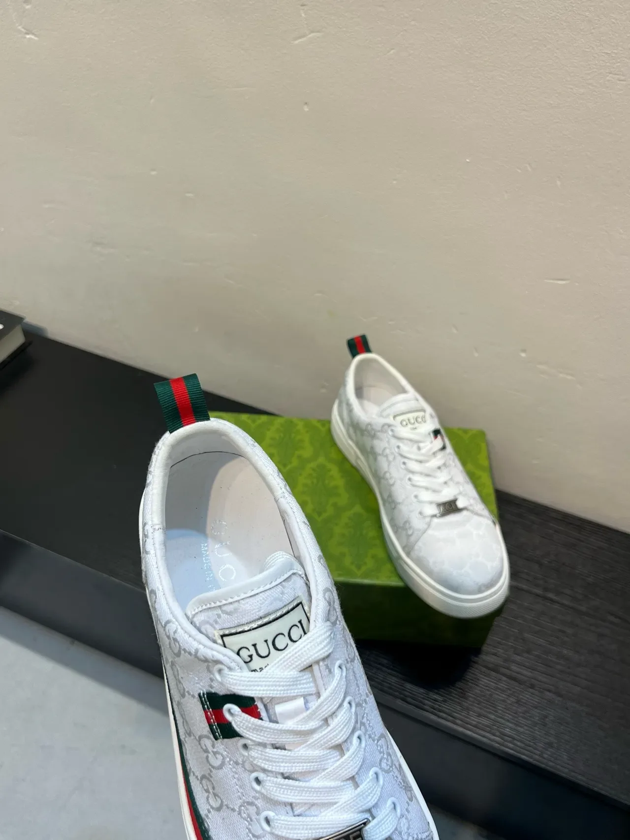 Gucci White Red GG Monogram Canvas Web Stripe Detail Lifestyle Sneakers 7