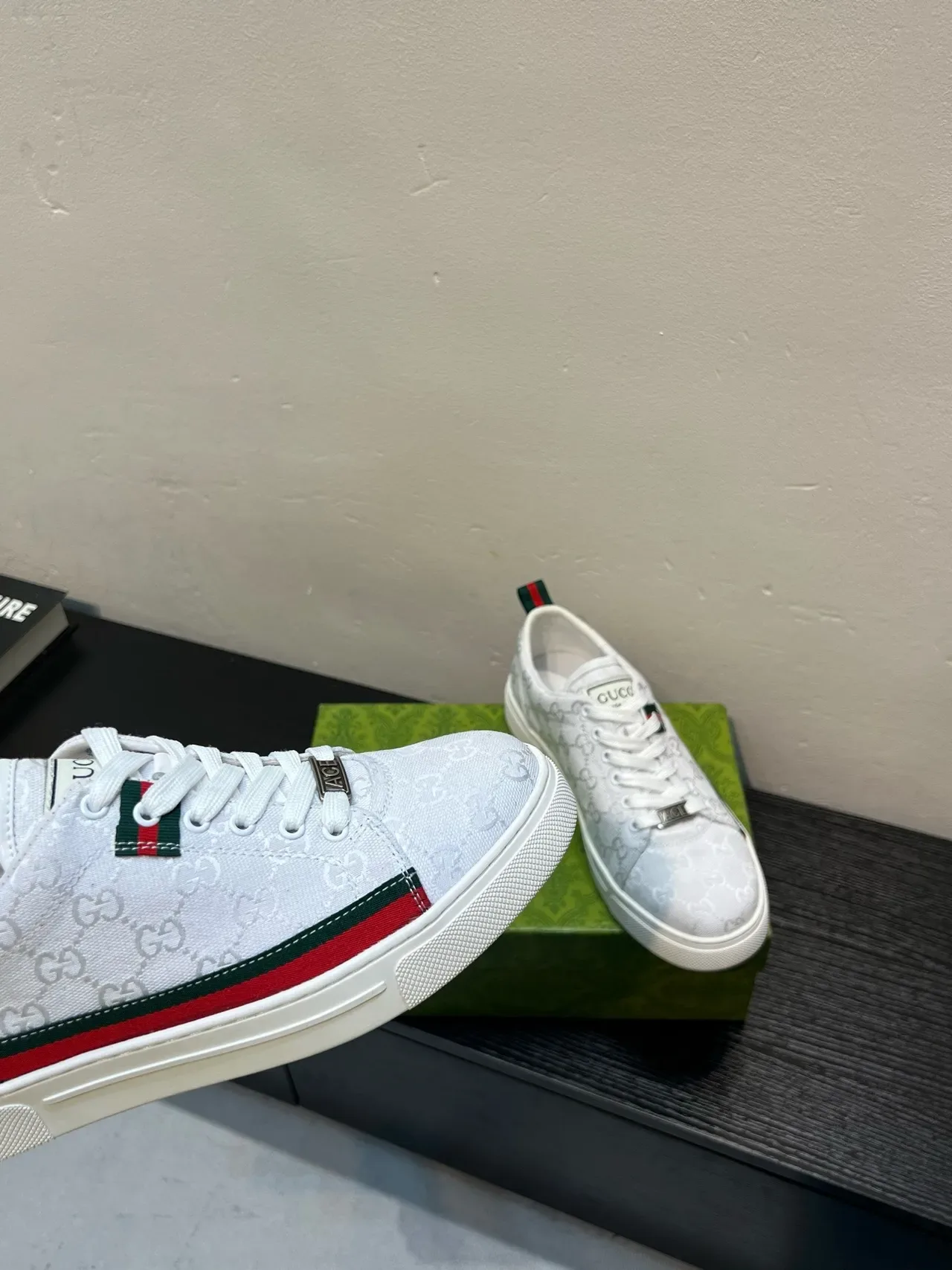 Gucci White Red GG Monogram Canvas Web Stripe Detail Lifestyle Sneakers 8