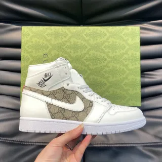 Gucci x Nike Air Jordan 1 White GG Monogram Lifestyle Sneakers