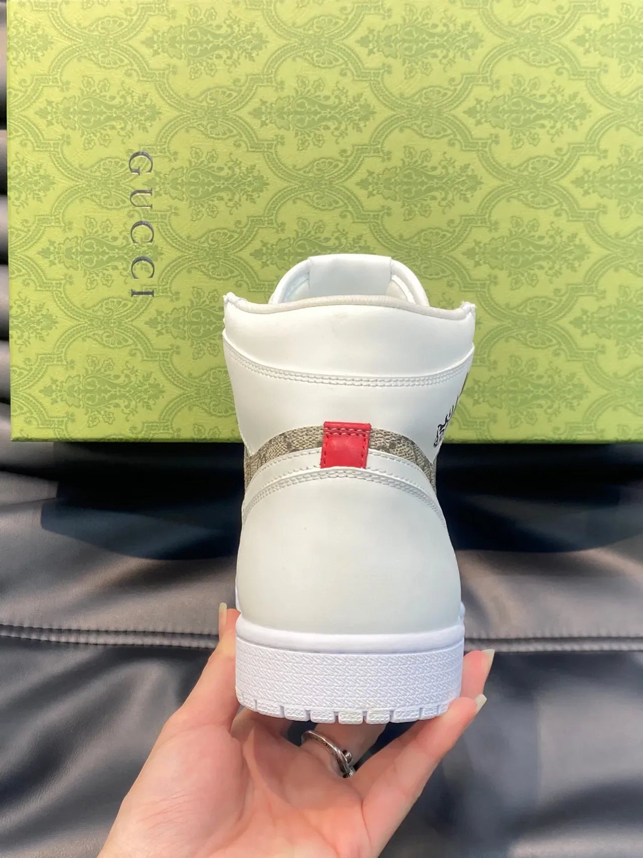 Gucci x Nike Air Jordan 1 White GG Monogram Lifestyle Sneakers 7