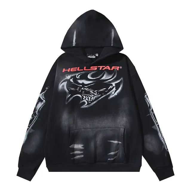 Hellstar গ্রাফিক প্রিন্ট কালো ওভারসাইজড হুডি 2
