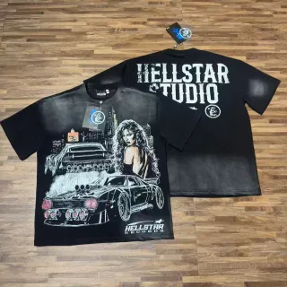 Hellstar গ্রাফিক প্রিন্ট ওভারসাইজড কালো টি-শার্ট
