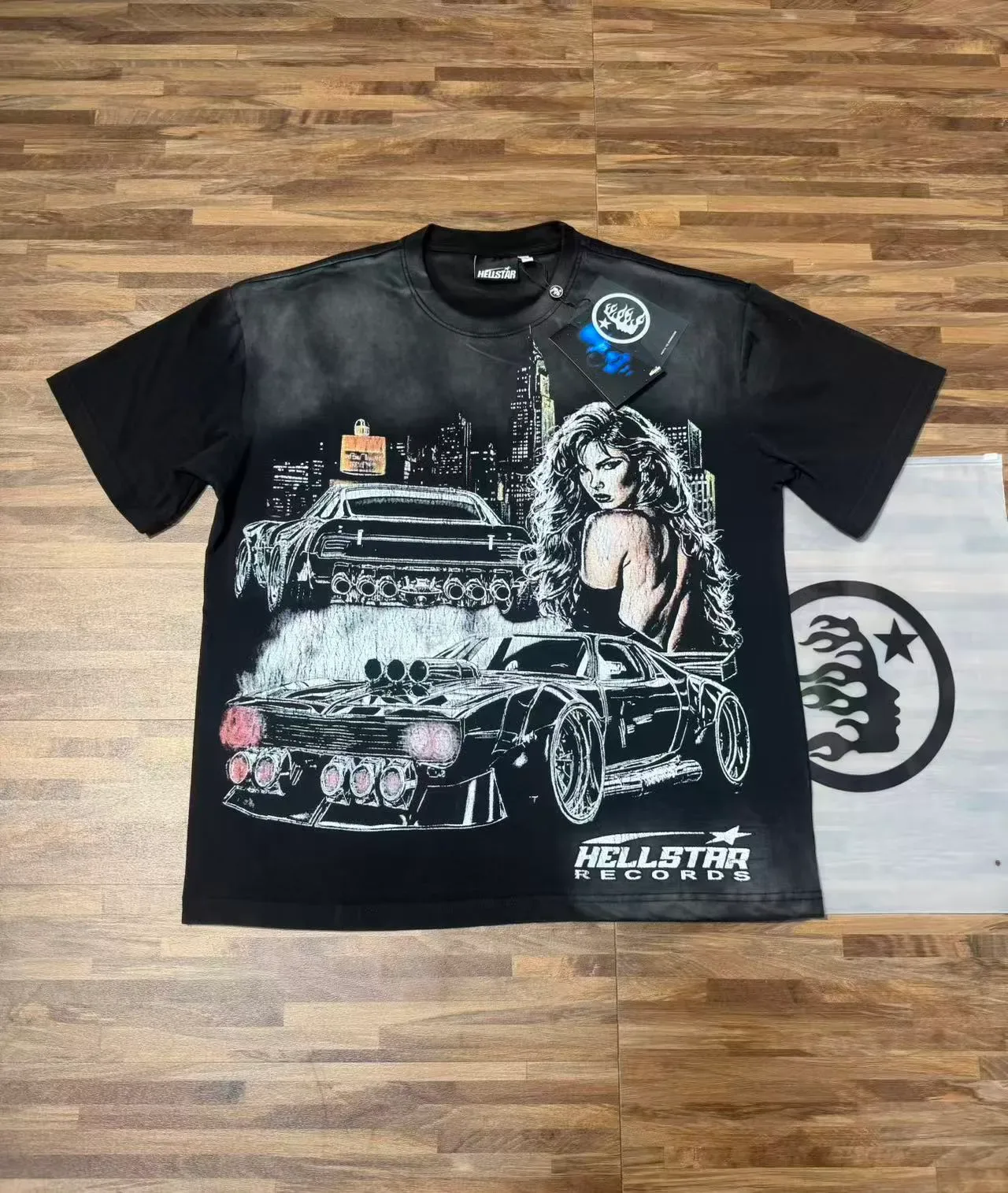 Camiseta oversized preta Hellstar com estampa gráfica 2