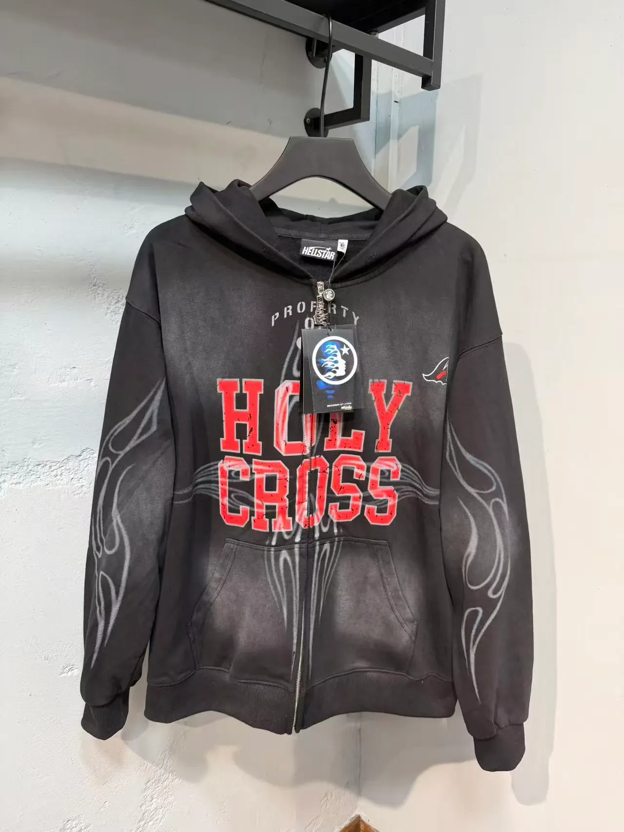 Hellstar Hoodie com Capuz Preto Zip-Up con Gráfico da Santa Cruz 5