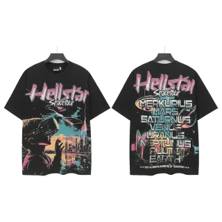 Hellstar Spacetour ওভারসাইজড গ্রাফিক প্রিন্ট কালো টি-শার্ট