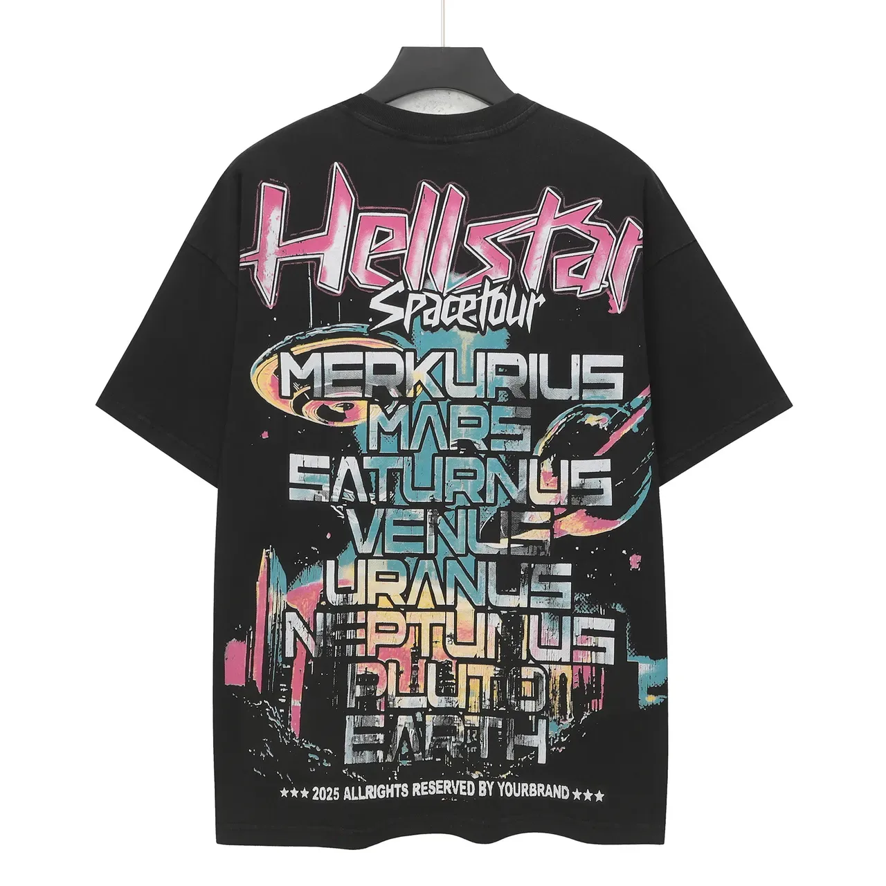 Hellstar Spacetour تي شيرت أسود أوفرسايز بطباعة جرافيك 2