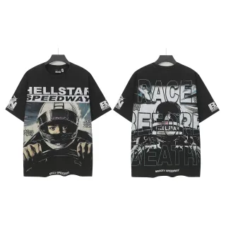 Hellstar Speedway Racer গ্রাফিক ওভারসাইজড কালো টি-শার্ট