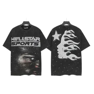 تيشيرت Hellstar Sports أوفرسايز أسود جرافيك متهالك