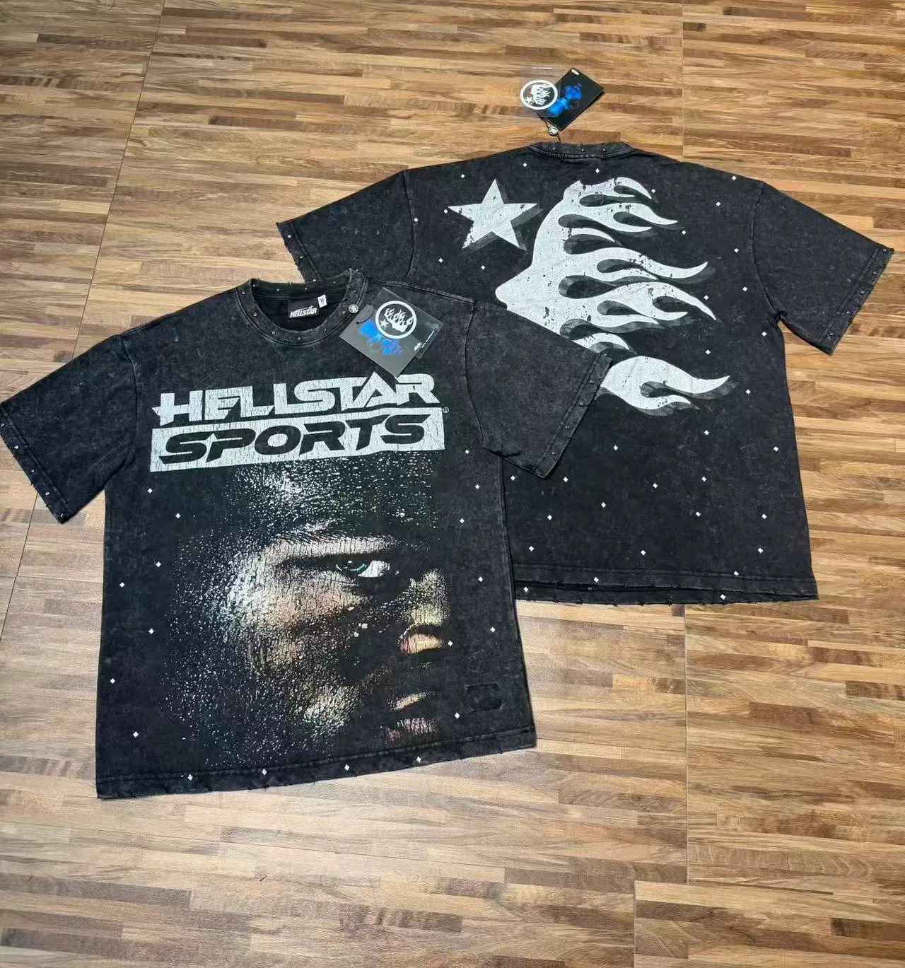 Hellstar Sports Distressed Black Graphic Oversized T-Shirt 4