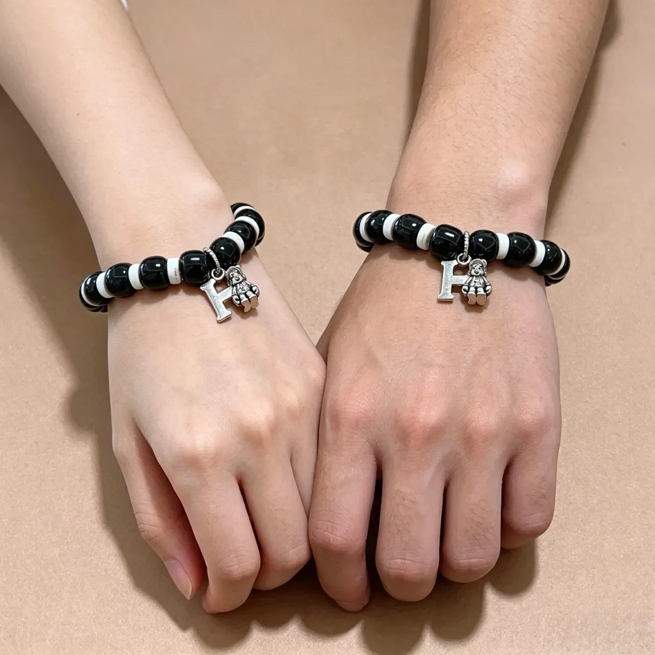 Hermès Black and White Beaded Charmed Bracelet 5