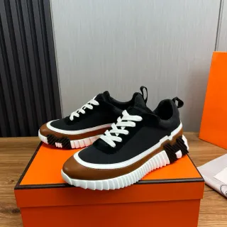 Hermès Black Brown Chunky Ridged Sole Mesh Upper Lifestyle Sneakers