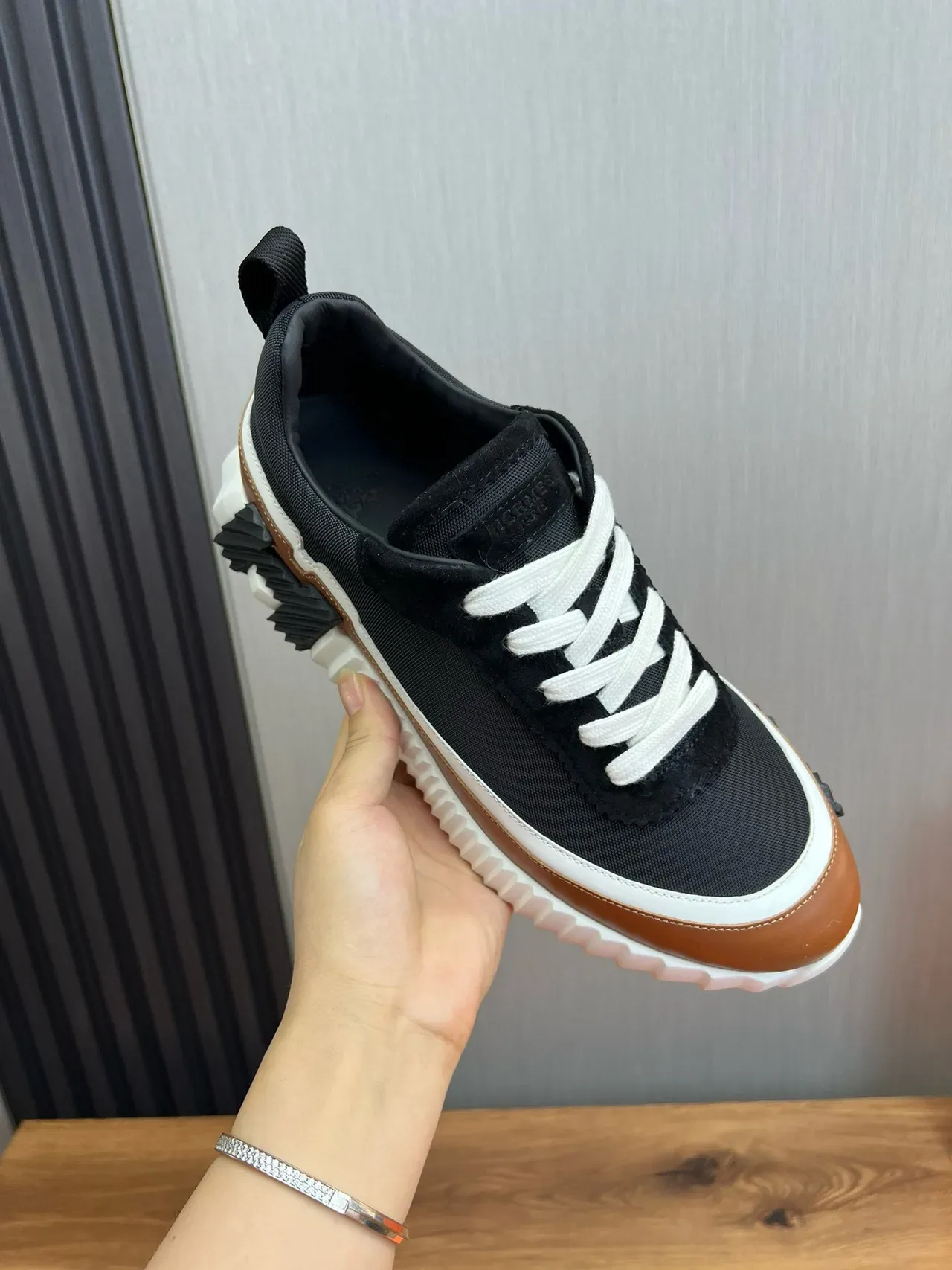 Hermès Black Brown Chunky Ridged Sole Mesh Upper Lifestyle Sneakers 8
