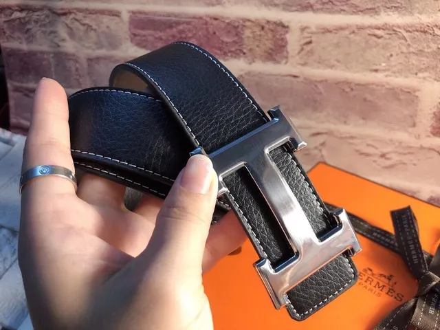 Hermès Black Gold Double-H Buckle Reversible Leather Belt 2