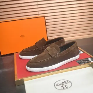 Hermès Loafer Marrón Blanco Ante Suela de Goma