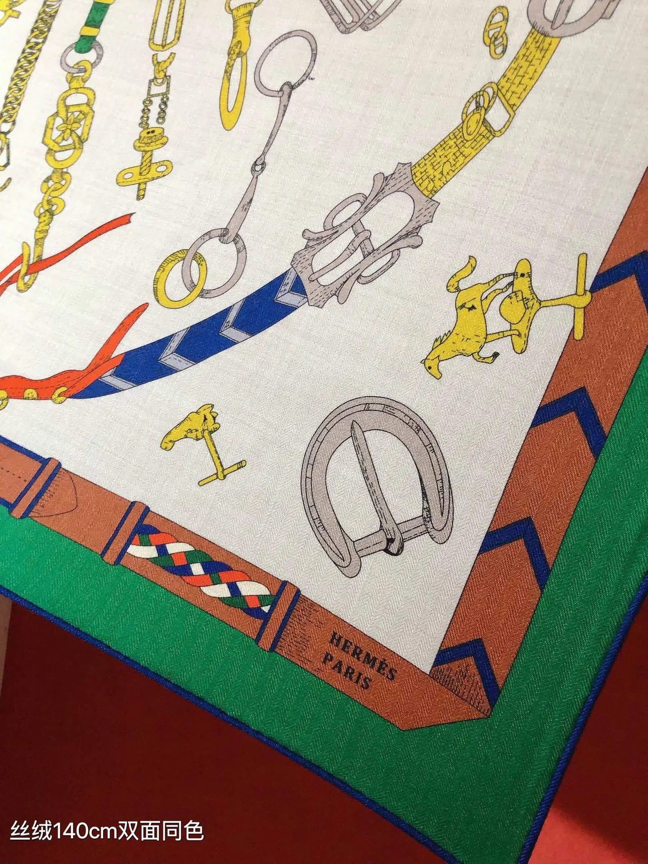 Hermès Chaîne d’Ancre Print White Multicolor Silk Scarf 6