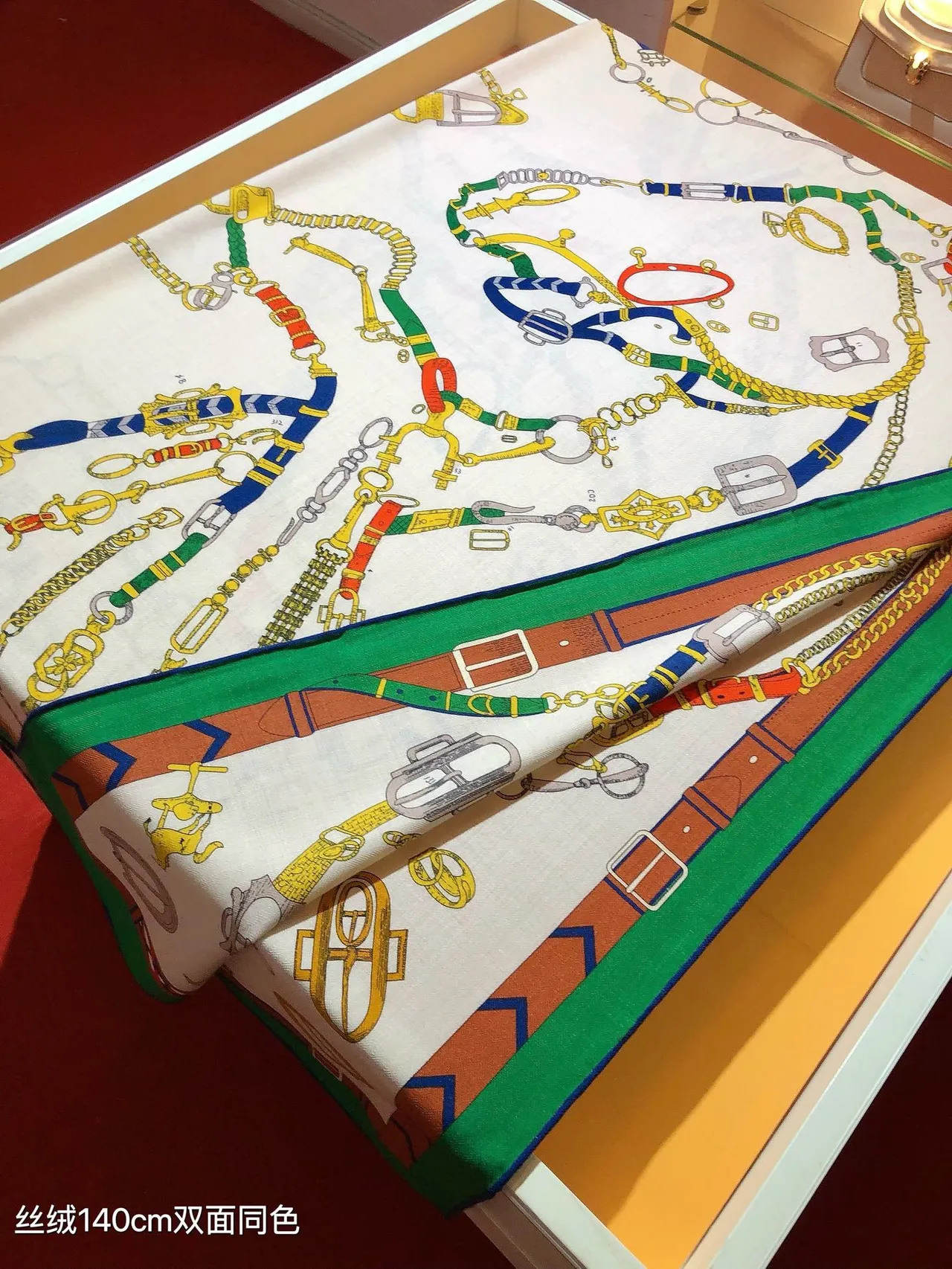 Hermès Chaîne d’Ancre Print White Multicolor Silk Scarf 7