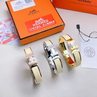 Pulsera Hermès Clic H Beige broche de oro inlay de esmalte