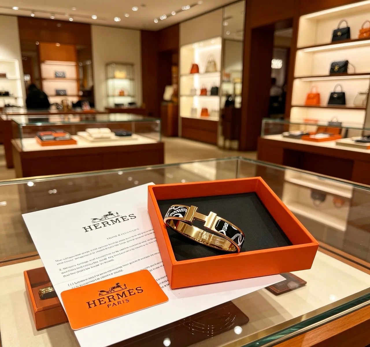 Hermès Clic H pulseira tom dourado preto branco esmalte pulseira 7