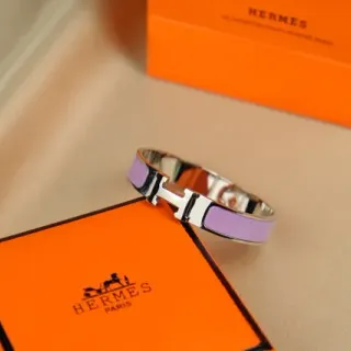 Hermès Clic H Bracelet Lavender Enamel Silver-Tone Metal Bracelet