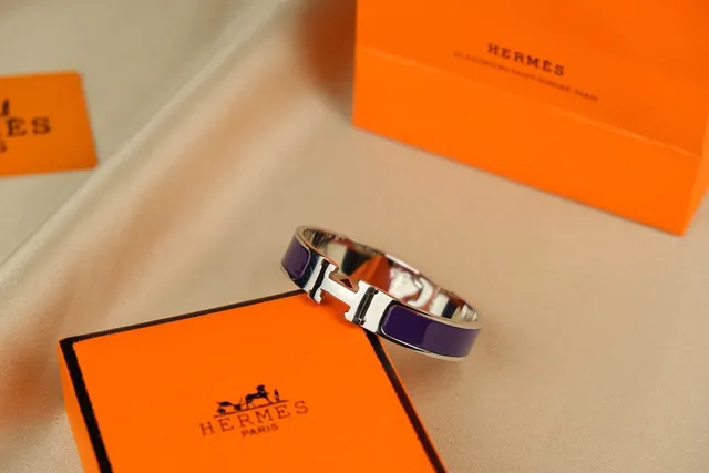 Hermès Clic H Bracelet Lavande Émail Ton Argenté Métal 2