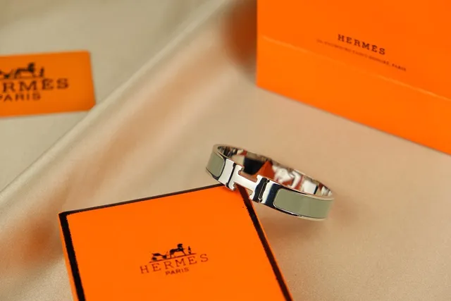 Hermès Clic H Bracelet Lavande Émail Ton Argenté Métal 3