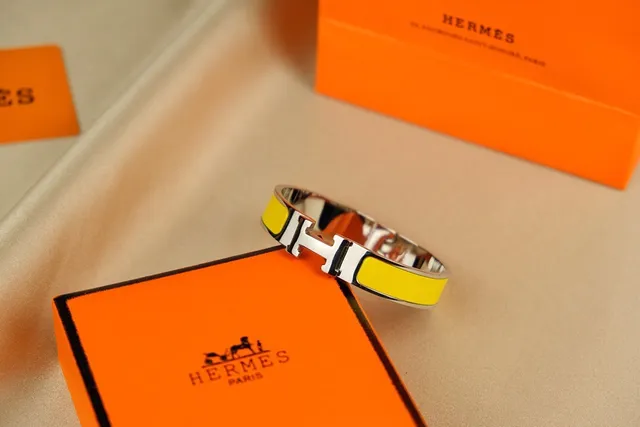 Hermès Clic H Bracelet Lavande Émail Ton Argenté Métal 4