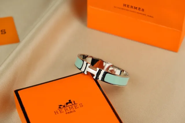 Hermès Clic H Bracelet Lavande Émail Ton Argenté Métal 6