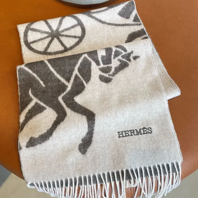 Hermès Écharpe Cachemire Motif Équestre 5