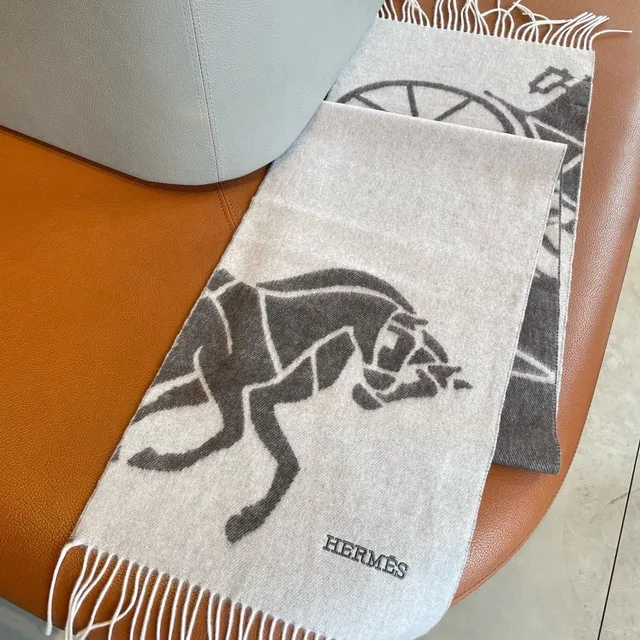 Hermès Écharpe Cachemire Motif Équestre 6