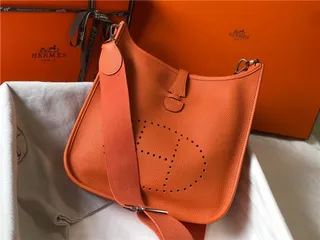 Hermès Evelyne Perforated H Logo Orange Underarm Bag 8