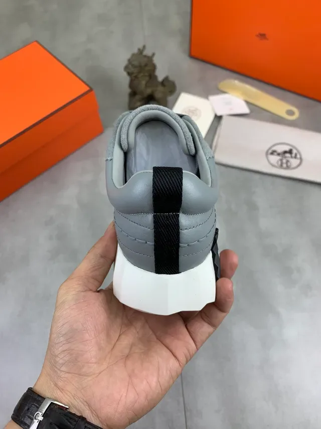 Hermès Gray Quilted Suede Lifestyle Sneaker 3
