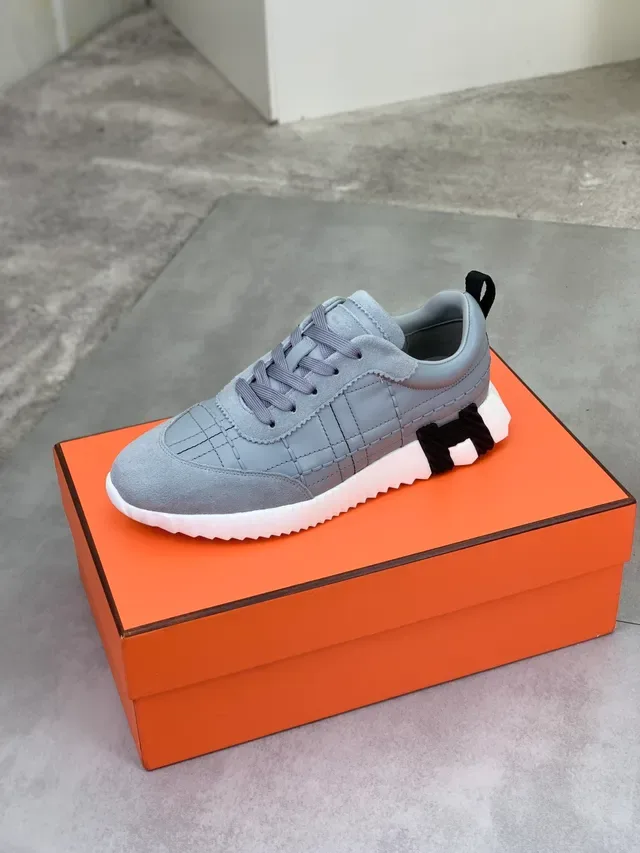 Hermès Gray Quilted Suede Lifestyle Sneaker 4