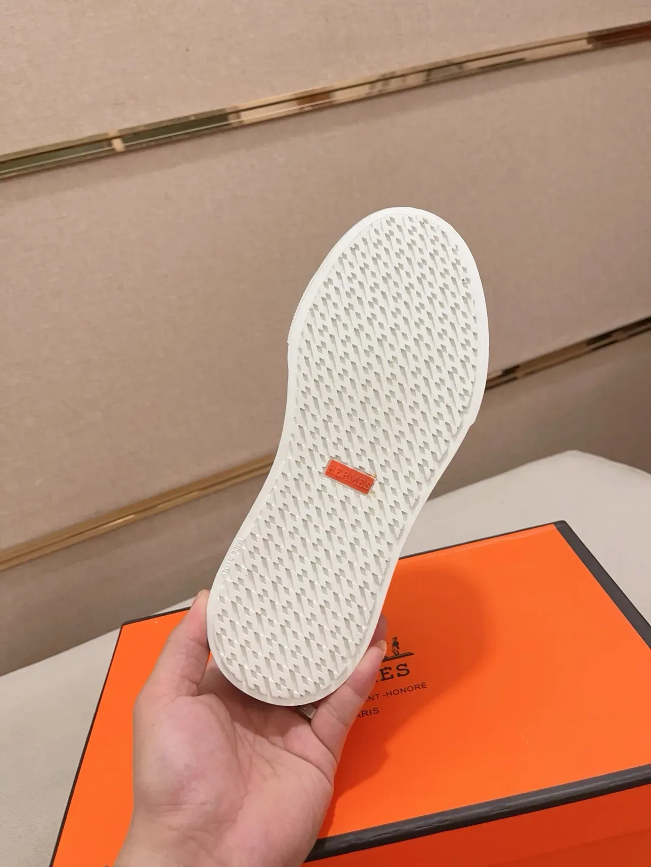 Hermès Gray White Low-Top Mixed-Material Sneakers 2