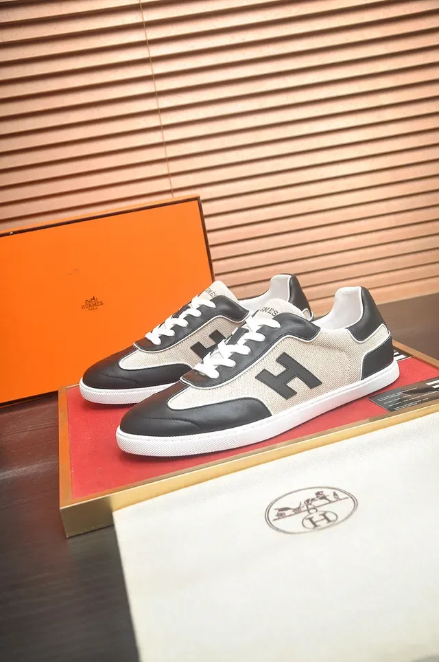 Hermès H-Logo Beige and Black Lifestyle Sneaker 4